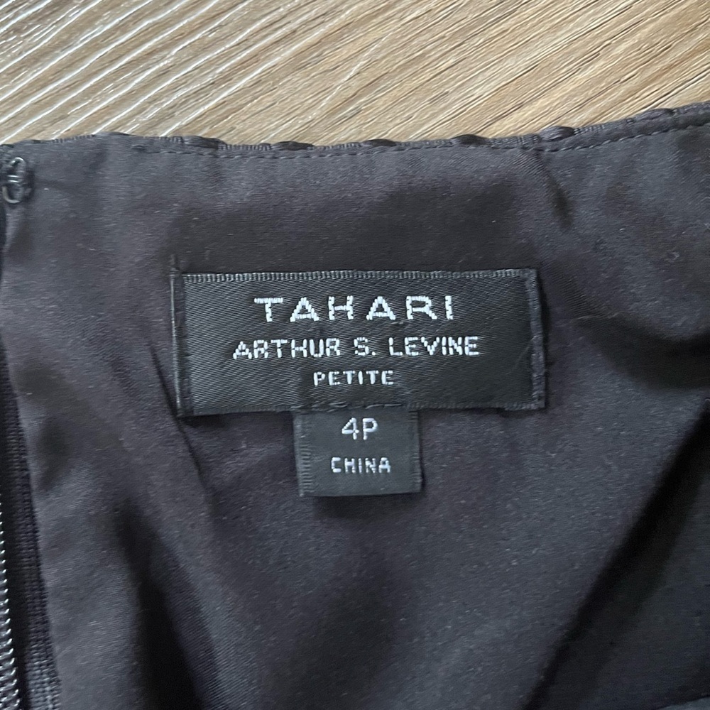 Tahari ASL Floral Black Dress 6 petite - Picture 7 of 8